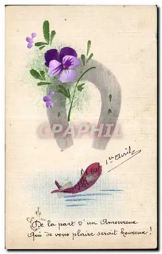 Fetes - Voeux - Poisson d Avril - April Fool - fish and horseshoe - Cartes postales