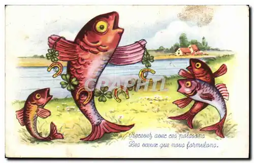 Fetes - Voeux - Poisson d Avril - April Fool - singing fish - Cartes postales
