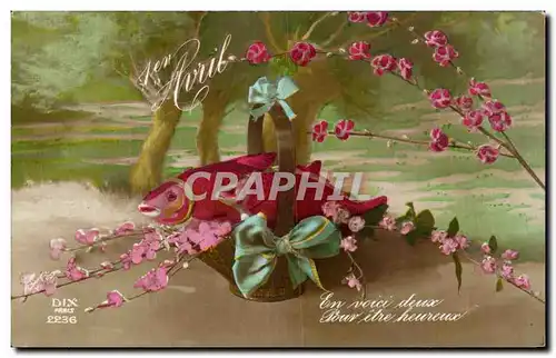 Fetes - Voeux - Poisson d Avril - April Fool - fish in a basket - Cartes postales