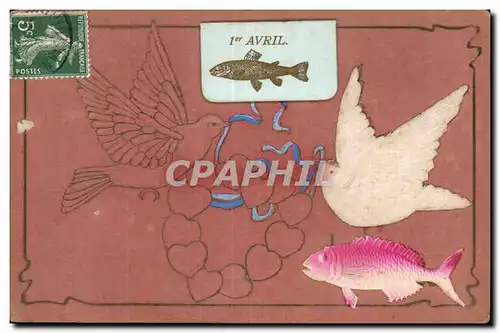 Fetes - Voeux - Poisson d Avril - April Fool - fish and birds - Ansichtskarte AK