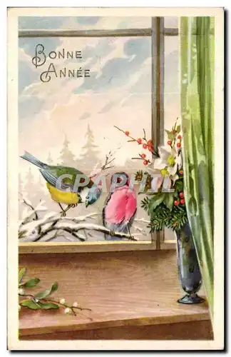 Fetes - Voeux - Bonne Anne - New Year - Birds at Window - Ansichtskarte AK