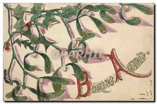 Fetes - Voeux - Holiday - Bonne Annee - Happy New Year - houx - holly - Cartes postales