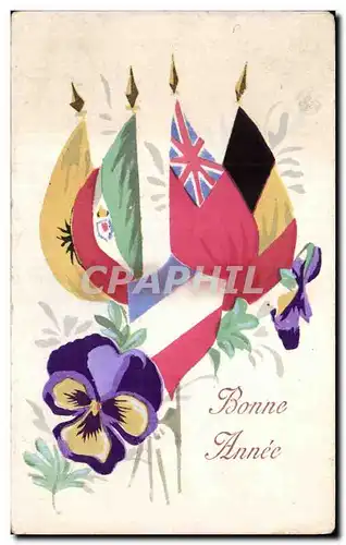 Fetes - Voeux - Holiday - Bonne Annee - Happy New Year - drapeaux - flags - Cartes postales