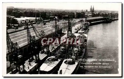 Bordeaux - Port Autonome - Torpilleurs amarees devant les terrasses des Quinconces - Ansichtskarte AK