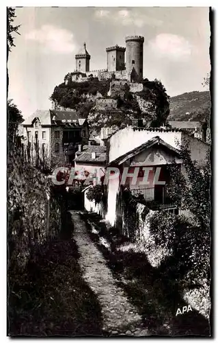 Moderne Karte Foix Le chateau vu du chemin Notre Dame