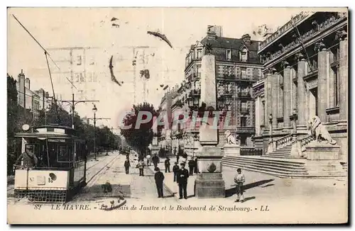 Cartes postales Le Havre Le palais de justice et le boulevard de Strasbourg Tramway