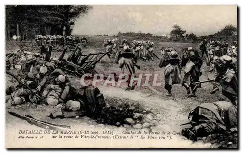 Ansichtskarte AK Bataille de la Marne septembre 1914 Combat de la ferme de la Croix sur la route de Vitry le Fran