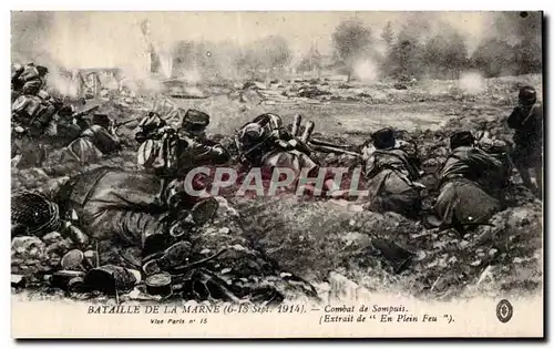 Ansichtskarte AK Bataille de la Marne septembre 1914 Combats de Sompuis En plein feu