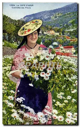 Ansichtskarte AK La cote d azur Cueillette des fleurs Folklore costume