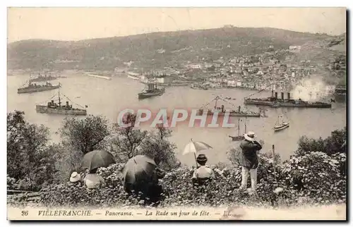 Ansichtskarte AK Villefranche Panorama La rade un jour de fete