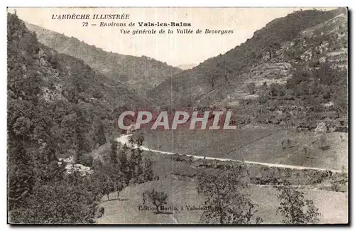 Cartes postales Environs de Vals les Bains Vue generale de la vallee de Bezorgues