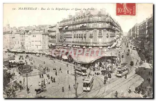 Cartes postales Marseille Rue de la Republique et quai du port