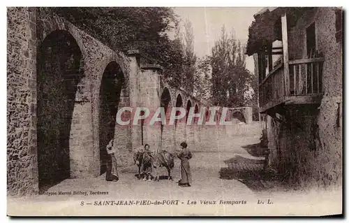 Cartes postales Saint Jean Pied de Port Les vieux remparts Ane Donkey