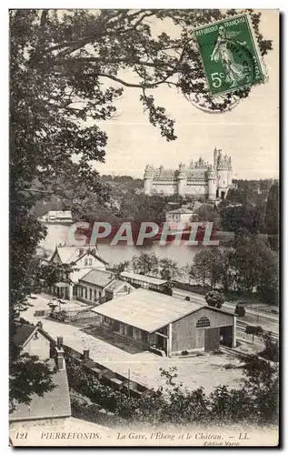 Cartes postales Pierrefonds La gare l etang et le chateau