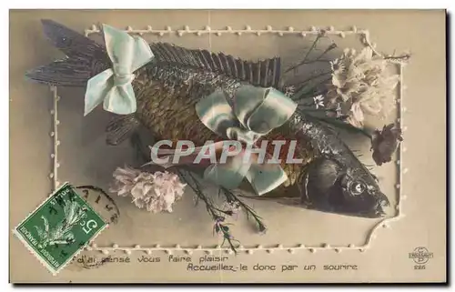 Cartes postales Fantaisie Poisson Paques Easter