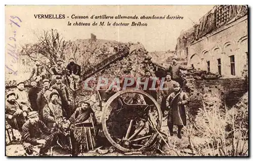 Ansichtskarte AK Vermelles Caisson d artillerie allemande derriere le chateau de M le docteur Brehon Militaria