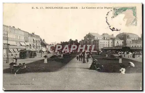 Cartes postales Boulogne sur Mer Le casino et la digue Tramway