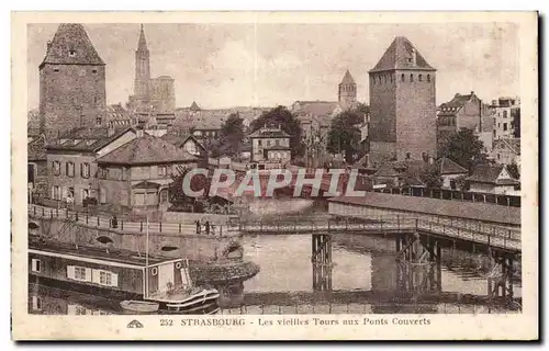 Strasbourg - Les Vieilles Tours aux Pont Couverts - Illustration - Ansichtskarte AK