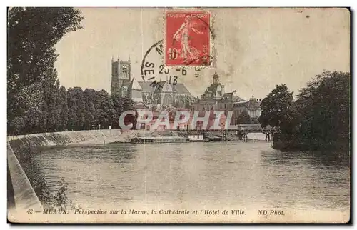 Meaux - Perspective sur la Marne - La Cathedrale et l Hotel de Ville - Ansichtskarte AK