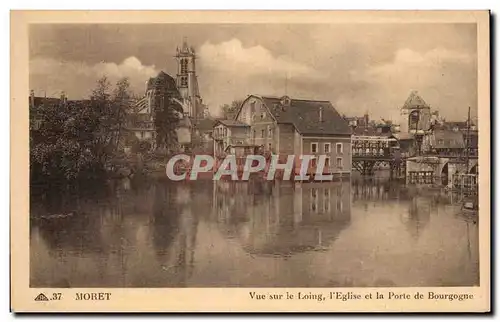 Moret sur Loing - Vue sur le Loing - L Eglise - La Porte de Bourgogne - Cartes postales