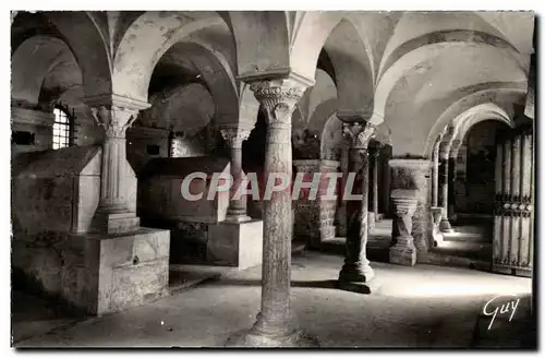 Moderne Karte Jouarre La crypte interieure Colonnes de Marbre avec chapiteau Benitier du 5eme