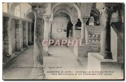 Cartes postales Jouarre Interieur de la crypte St Paul Mur merovingien et les tombeaux