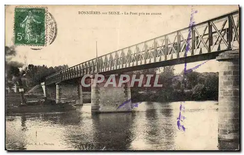 Ansichtskarte AK Bonnieres sur Seine Le pont pris en amont Bateau