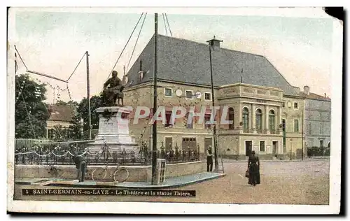 Cartes postales Saint Germain en Laye Le theatre et la statue Thiers