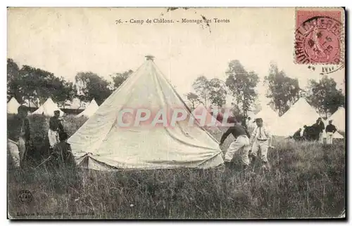 Cartes postales Camp de Chalons Montage des tentes