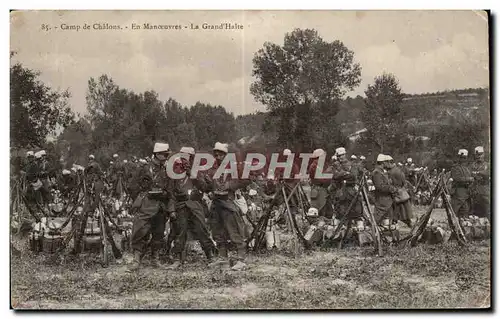 Ansichtskarte AK Militaria Camp de Chalons En manoeuvre la grand halte