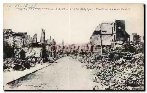 Cartes postales Militaria Ypres Entree de la rue au beurre