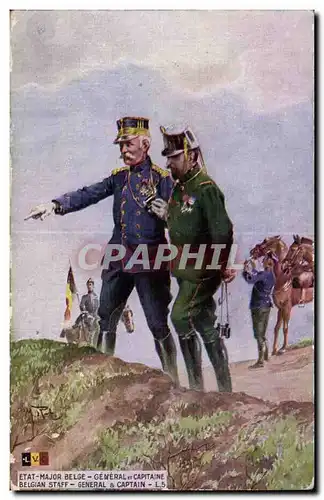 Ansichtskarte AK Militaria Etat major belge General et capitaine