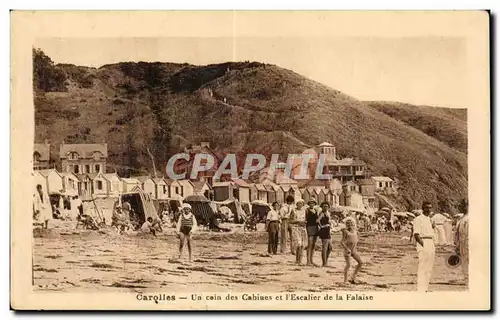 Cartes postales Carolles Un coin des cabines et l escalier de la falaise