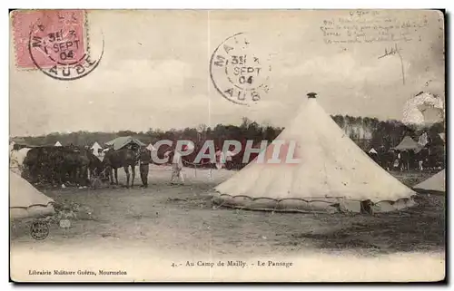 Cartes postales Militaria Au camp de Mailly Le passage Chevaux Horse