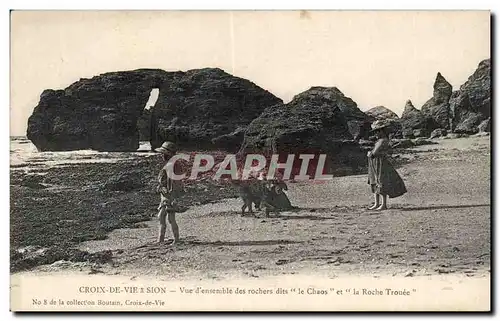 Cartes postales Croix de Vie a Sion Vue d ensemble des rochers dits le chaos et la roche trouee