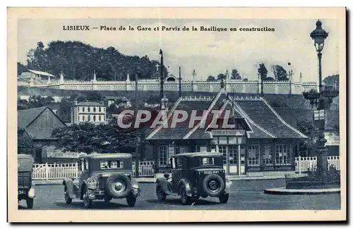 Lisieux - Place de la Gare et Parvis de la Basilique en construction - Ansichtskarte AK