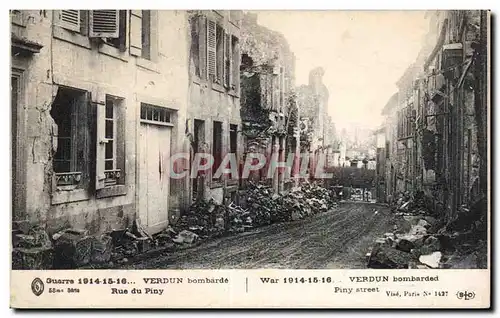 Cartes postales Guerre de 1914 Militaria Verdun bombarde Rue du Piny