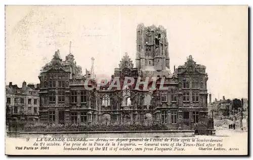 Cartes postales Militaria Arras Aspect generale de l hotel de ville apres le bombardement