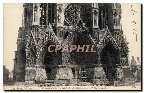 Ansichtskarte AK Militaria Reims La cathedrale Bombardement Portail