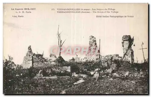 Cartes postales Militaria Vermandovilliers Les ruines du village