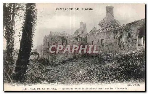 Ansichtskarte AK Militaria Bataille de la Marne Montceau apres le bombardement par les allemands