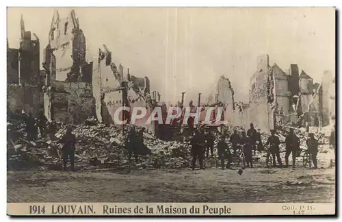 Cartes postales Militaria Louvain Ruines de la maison du peuple