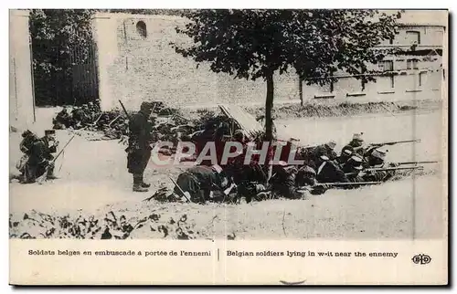 Cartes postales Militaria Soldats belges en emuscade apres l ennemi