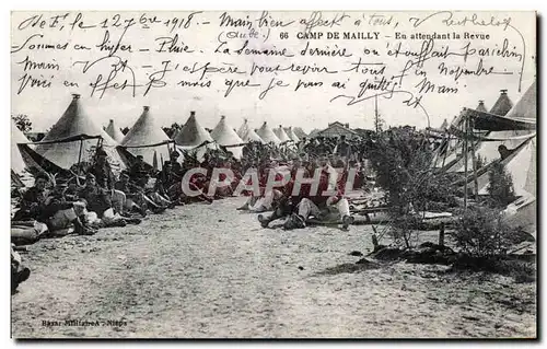 Cartes postales Militaria Camp de Mailly En attendant la revue