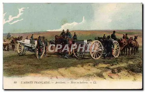 Cartes postales Guerre de 1914 Militaria Armee Francaise Artillerie Mise en batterie