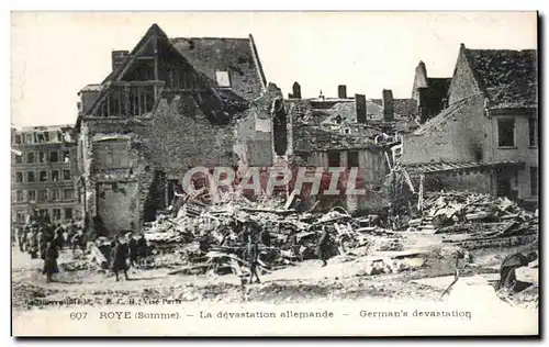 Cartes postales Roye la devastation allemande