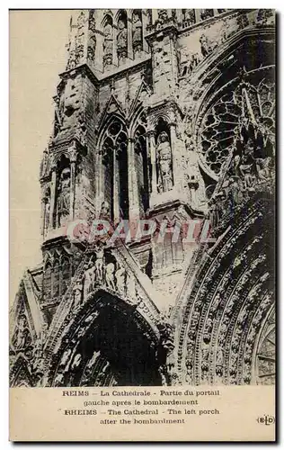 Ansichtskarte AK Militaria Reims La cathedrale Partie du portail gauche apres le bombardement