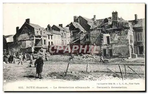 Cartes postales Militaria Roye La devastation allemande