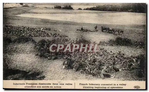 Cartes postales Militaria Infanterie francaise dissimulee dans une vallee attendant son entree en action