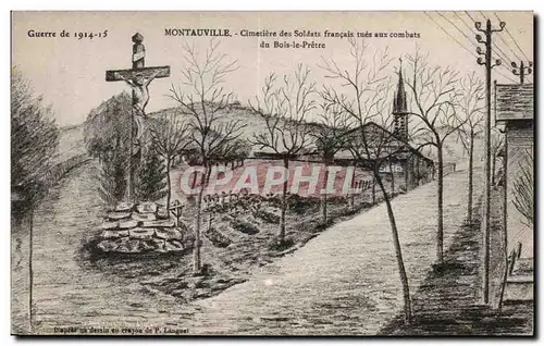 Cartes postales Militaria Montauville Cimetiere des soldats francais tues aux combats du Bois le Pretre